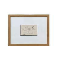 Quadro gravura Tarsila moldura madeira clara