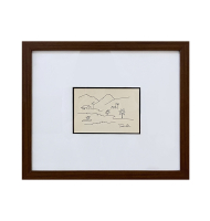 Quadro gravura Tarsila moldura madeira escura