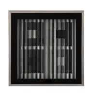 Quadro quadrado cinético preto e branco moldura metal  Quadro quadrado cinético preto e branco moldura metal