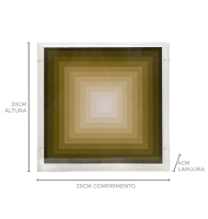 Quadro quadrado cinético bege em caixa de acrílico