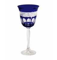 Taça cristal azul royal lapidado Taça cristal azul royal lapidado