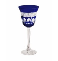 Taça cristal azul royal lapidado Taça cristal azul royal lapidado