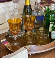 Taça cristal âmbar lapidado