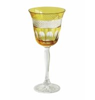 Taça cristal âmbar lapidado Taça cristal âmbar lapidado