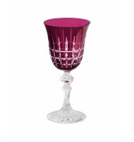 Taça de cristal framboesa lapidado Taça de cristal framboesa lapidado