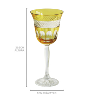 Taça cristal âmbar lapidado