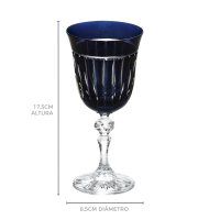 Taça cristal  azul marinho friso alto relevo