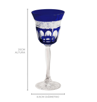 Taça cristal azul royal lapidado
