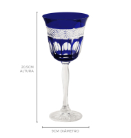 Taça cristal azul royal lapidado
