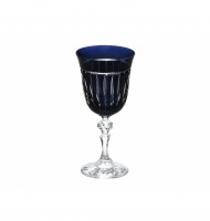 Taça cristal  azul marinho friso alto relevo Taça cristal  azul marinho friso alto relevo