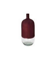 Vaso bojo em madeira de roxinho e vidro M Vaso bojo em madeira de roxinho e vidro M