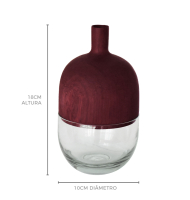 Vaso bojo em madeira de roxinho e vidro P