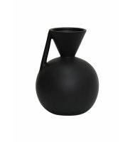Vaso cerâmica bojudo com alça reta preto Vaso cerâmica bojudo com alça reta preto