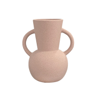 Vaso cerâmica bojudo com alça texturizado bege Vaso cerâmica bojudo com alça texturizado bege