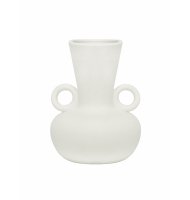Vaso cerâmica bojudo com pequenas alças branco Vaso cerâmica bojudo com pequenas alças branco