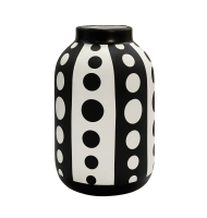 Vaso cerâmica bolas preto e branco G Vaso cerâmica bolas preto e branco G