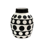 Vaso cerâmica bolas preto e branco M Vaso cerâmica bolas preto e branco M