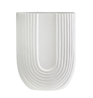 Vaso cerâmica branco alto listras  Vaso cerâmica branco alto listras