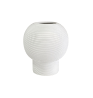 Vaso cerâmica branco bojudo textura linhas   Vaso cerâmica branco bojudo textura linhas