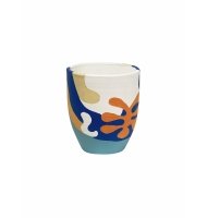 Vaso cerâmica branco pintura colorida Vaso cerâmica branco pintura colorida