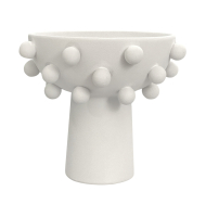 Vaso cerâmica com base branco com bolas  Vaso cerâmica com base branco com bolas