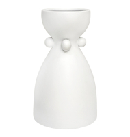 Vaso cerâmica fosca branco alto com bolas Vaso cerâmica fosca branco alto com bolas