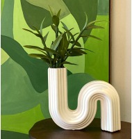Vaso cerâmica lines off white 