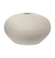 Vaso cerâmica redondo baixo bege fosco textura   Vaso cerâmica redondo baixo bege fosco textura