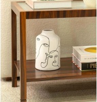 Vaso cerâmica retratos preto e branco 