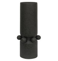 Vaso cerâmica texturizado preto com bolas alto Vaso cerâmica texturizado preto com bolas alto
