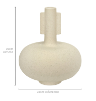 Vaso cerâmica bege claro nórdico dots baixo