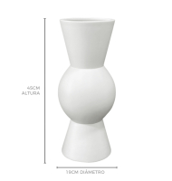 Vaso cerâmica bola central G branco fosco