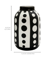 Vaso cerâmica bolas preto e branco G