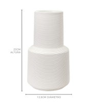 Vaso cerâmica branco alto textura linhas