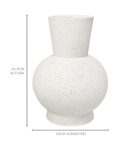 Vaso cerâmica branco fosco textura preta 