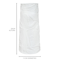 Vaso cerâmica branco texturizado alto