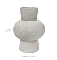 Vaso cerâmica cinza fosco textura preta 