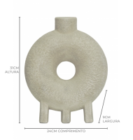 Vaso cerâmica circular texturizado bege