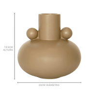 Vaso cerâmica fosca bege alças bolas 