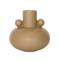 Vaso cerâmica fosca bege alças bolas 