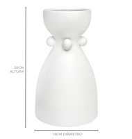 Vaso cerâmica fosca branco alto com bolas
