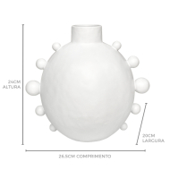 Vaso cerâmica fosca branco bolas laterais 