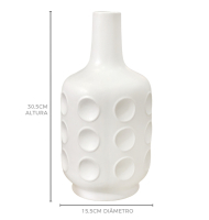Vaso cerâmica fosca branco círculos
