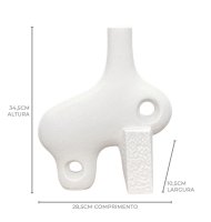 Vaso cerâmica geométrico branco G  Vaso cerâmica geométrico branco G