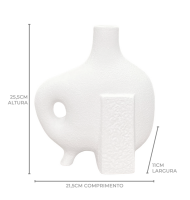 Vaso cerâmica geométrico branco M