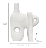 Vaso cerâmica geométrico branco P