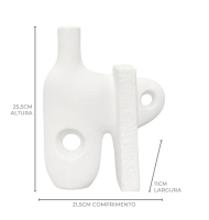 Vaso cerâmica geométrico branco P