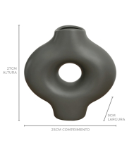 Vaso cerâmica helga cinza chumbo fosco