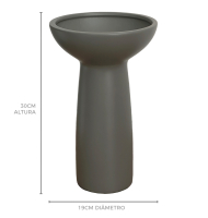 Vaso cerâmica M freya cinza chumbo fosco
