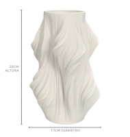 Vaso cerâmica texturizada off white ondas  